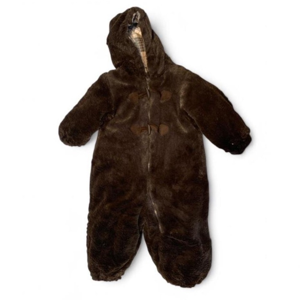 Le petite Rothschild Brown Faux Fur Baby Snowsuit bunting 18 months
